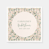Serviette En Papier Douce Rétro Florale Vert Fête de Mariage Personnal (Devant)