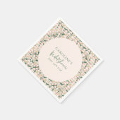 Serviette En Papier Douce Retro Florale Vert Mariage Sur Mesure (Coin)