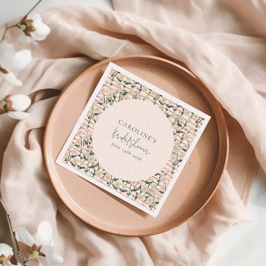 Serviette En Papier Douce Retro Florale Vert Mariage Sur Mesure