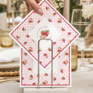 Serviette En Papier Douce rose à carreaux-Baby Shower Fille