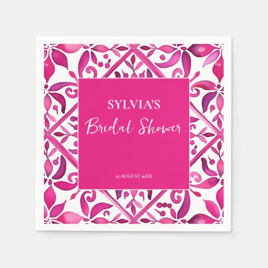 Serviette En Papier Douce rose espagnol talavera douche de mariage mex (Devant)