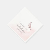 SERVIETTE EN PAPIER DOUCE ROSÉE AQUARELLE PAPILLON MARIAGE (Coin)