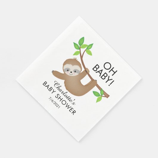 Serviette En Papier Douce Sloth OH BÉBÉ Baby shower papier serviettes (Coin)