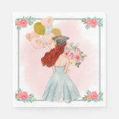 Serviette En Papier Douce tête rouge fille aquarelle Graduation servie (Devant)