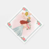 Serviette En Papier Douce tête rouge fille aquarelle Graduation servie (Coin)