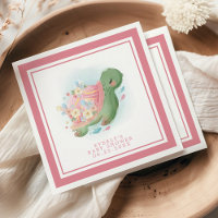 Douce Tortue de Mer Florale Fête de Naissance Bébé