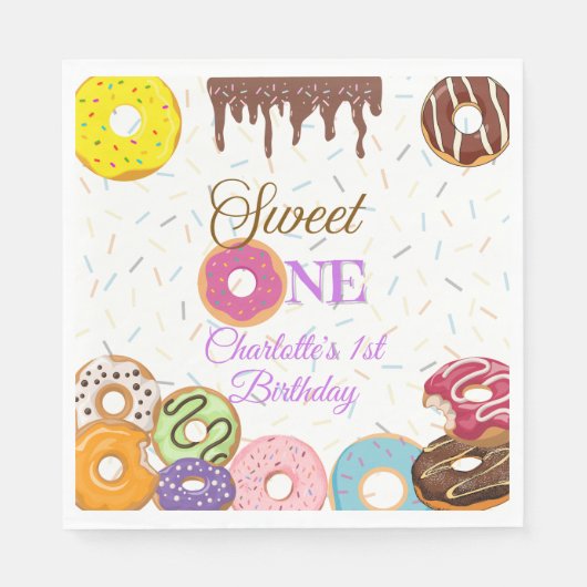 Serviette En Papier Douce Un Premier Anniversaire | Personnaliser (Devant)