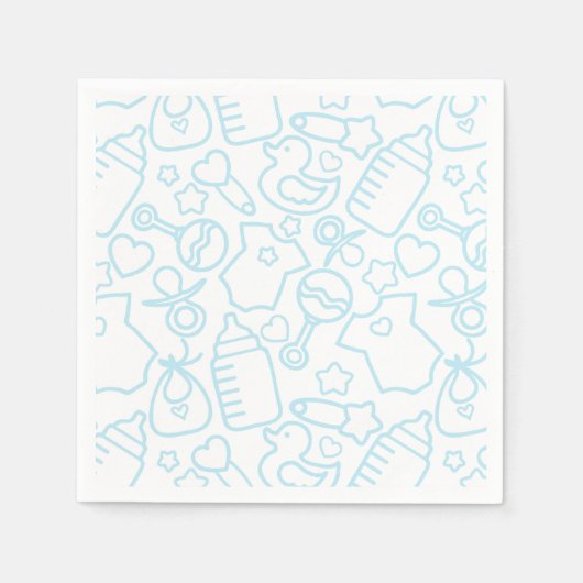 Serviette En Papier Douces arroses Bleu Blanc (Devant)