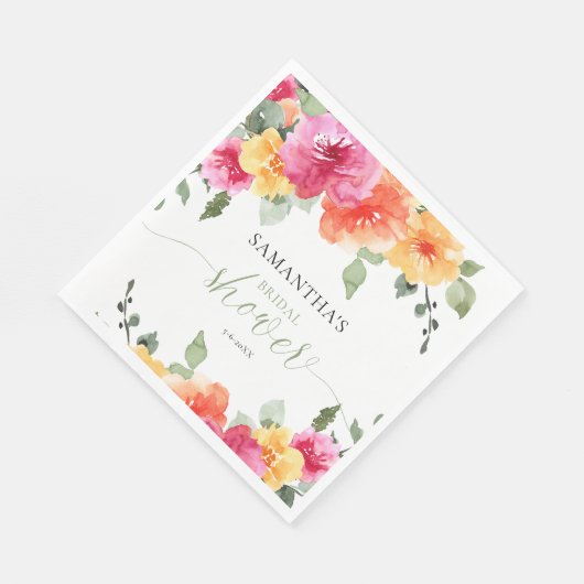 Serviette En Papier Douces pivoines roses orange printanières pour une (Coin)