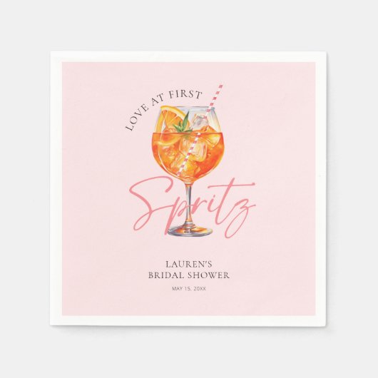 Serviette En Papier Douceur Aquarelle Rose Aperol Spritz Fête de Maria (Devant)
