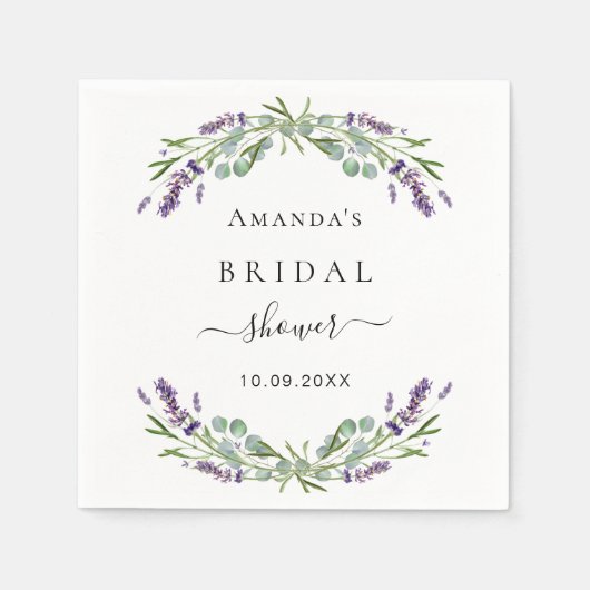 Serviette En Papier Douceur de mariage lavande eucalyptus verdure (Devant)