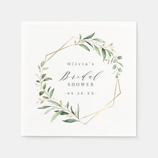 Serviette En Papier Douceur dorée géométrique Baby Shower rustique de  (Devant)