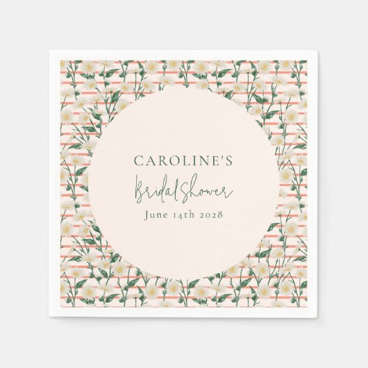 Serviette En Papier Douceur Rétro Fleurs Vert Mariage Sur Mesure (Devant)