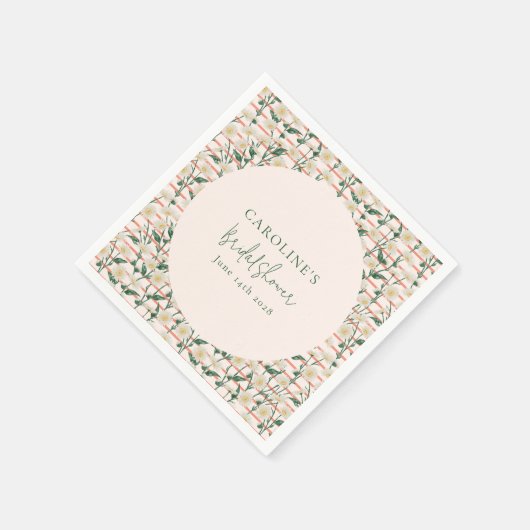 Serviette En Papier Douceur Rétro Fleurs Vert Mariage Sur Mesure (Coin)