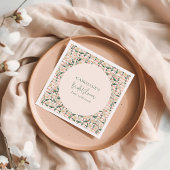 Serviette En Papier Douceur Rétro Fleurs Vert Mariage Sur Mesure