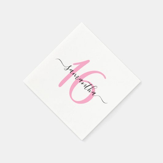 Serviette En Papier Douceur rose personnalisée 16 (Coin)