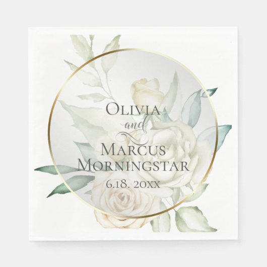 Serviette En Papier Douche | Aquarelle bleu pâle Roses (Devant)