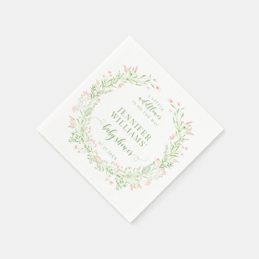 Serviette En Papier Douche bébé fleur sauvage verte rousse (Coin)