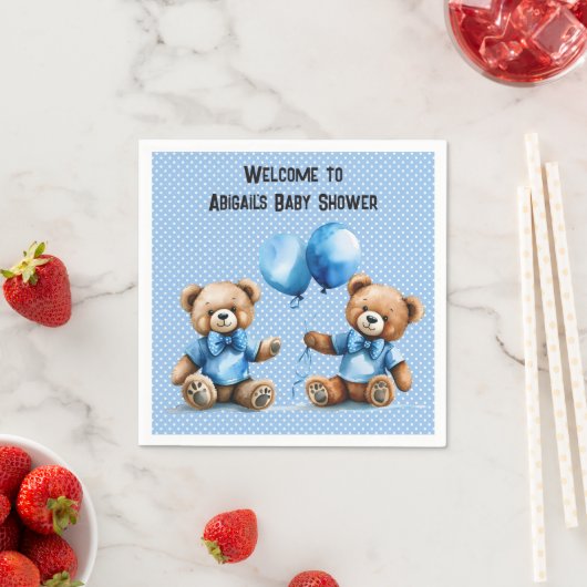 Serviette En Papier Douche bébé jumelle avec Nounours (En situation)