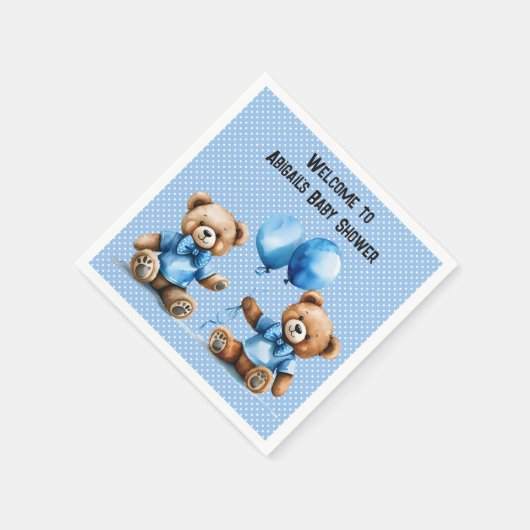 Serviette En Papier Douche bébé jumelle avec Nounours (Coin)