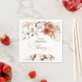 Serviette En Papier Douche botanique boho Fleurs et Terracotta Blanc (En situation)