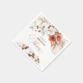 Serviette En Papier Douche botanique boho Fleurs et Terracotta Blanc (Coin)