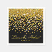 Serviette En Papier Douche Confetti parties scintillant | noir or (Devant)