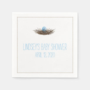 Serviette En Papier Douche de bébé du nid de l'oiseau d'aquarelle