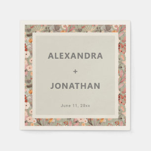 Serviette En Papier Douche de couple botanique de fleurs sauvages rust