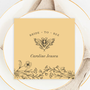 Serviette En Papier Douche de fleurs sauvages jaunes abeille vintage