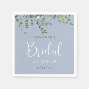Serviette En Papier Douche de Mariage à l'Aquarelle Bleu Poussiéreux