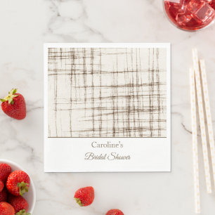 Serviette En Papier Douche de Mariage Abstrait Crème Brun Rayures
