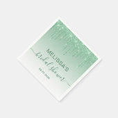 Serviette En Papier Douche de Mariage Chic Glitter Vert Dégoulinant (Coin)