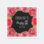 Serviette En Papier Douche de mariage Derby Red Roses à l'aquarelle (Devant)