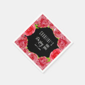 Serviette En Papier Douche de mariage Derby Red Roses à l'aquarelle (Coin)