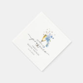 Serviette En Papier Douche de Mariage Fleurie Bleu Poussiéreux Perles (Coin)