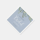 Serviette En Papier Douche de Mariée Aquarelle Bleu Poussière (Coin)