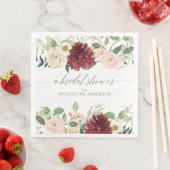 Serviette En Papier Douche de Mariée Automne Bourgogne Rose Feuillage (En situation)