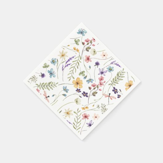 Serviette En Papier Douche de mariée fleur sauvage (Coin)
