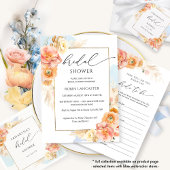 Serviette En Papier Douche de Mariée Fleurie Élégante Rose et Bleue