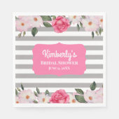 Serviette En Papier Douche de Mariée Fleurs Roses Blanches au Rose Pâl (Devant)