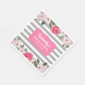 Serviette En Papier Douche de Mariée Fleurs Roses Blanches au Rose Pâl (Coin)