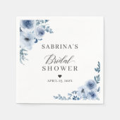 Serviette En Papier Douche de Mariée Florale Bohémienne Bleu Gris (Devant)