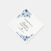 Serviette En Papier Douche de Mariée Florale Bohémienne Bleu Gris (Coin)