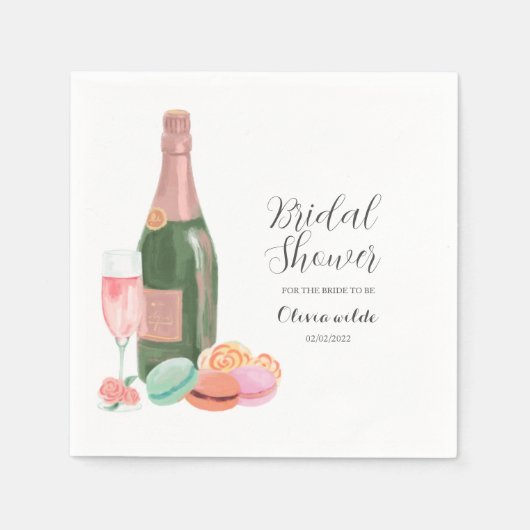 Serviette En Papier Douche de mariée rose rétro (Devant)