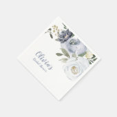 Serviette En Papier Douche de nuptiale fleurie et botanique bleu pouss (Coin)