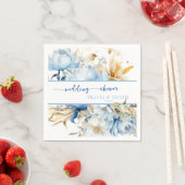 Serviette En Papier Douche Dusty Blue Floral Couples Or (En situation)