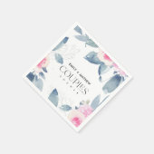SERVIETTE EN PAPIER DOUCHE EN COULEUR D'EAU FLORALE BLEU DOUX (Coin)