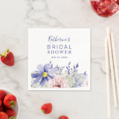 Serviette En Papier Douche Mariage Florale Aquarelle Rose Violet Éléga (En situation)