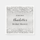 Serviette En Papier Douche nuptiale argent confetti élégant (Devant)